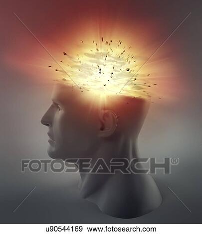 Stock Illustration - Exploding brain, artwork. Fotosearch