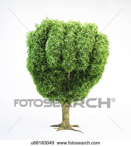 Stock Illustration - Fist-shaped tree, artwork. Fotosearch