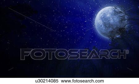 Stock Illustration - Full moon, artwork. Fotosearch