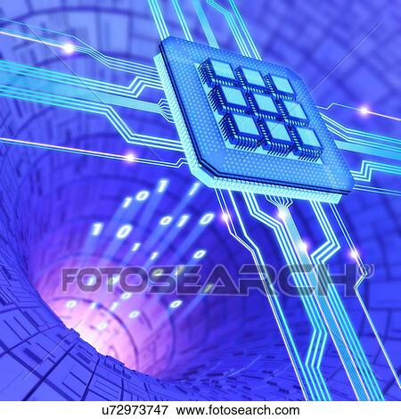 Stock Illustration - Futuristic computing technology, artwork. Fotosearch