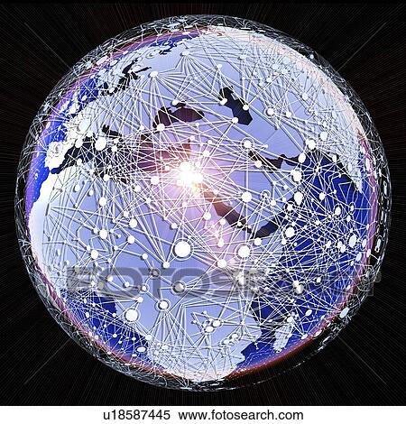Stock Illustration - Global communications, artwork. Fotosearch