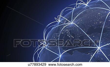 Global connectivity, artwork View Large Illustration Stock Illustration - Global connectivity, artwork. Fotosearch