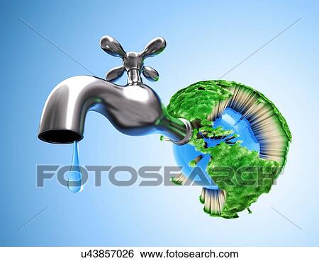 Stock Illustration - Global water shortage, conceptual artwork. Fotosearch