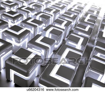 Stock Illustration - Glowing cubes, artwork. Fotosearch
