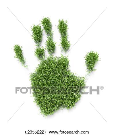 Stock Illustration - Grass palm print, artwork. Fotosearch