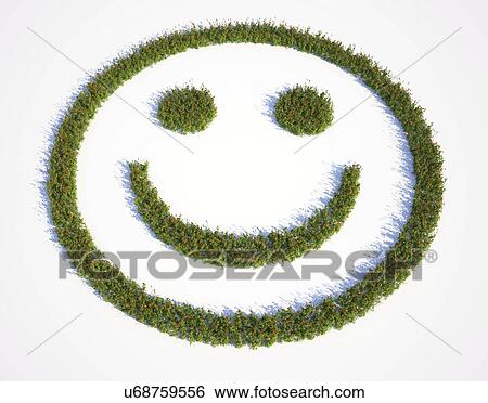 Stock Illustration - Grass smiley face, artwork. Fotosearch