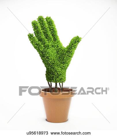 Drawing - Green fingers, conceptual artwork. Fotosearch