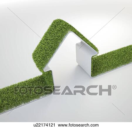 Clip Art - Green housing, conceptual artwork. Fotosearch