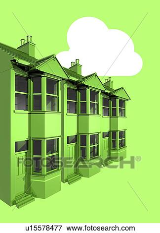 Stock Illustration - Green housing, conceptual artwork. Fotosearch