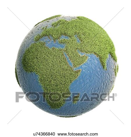 Clipart - Green planet, conceptual artwork. Fotosearch