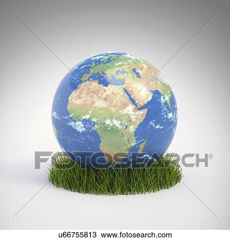 Drawing - Green planet, conceptual artwork. Fotosearch
