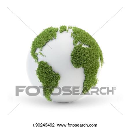 Drawing - Green planet, conceptual artwork. Fotosearch