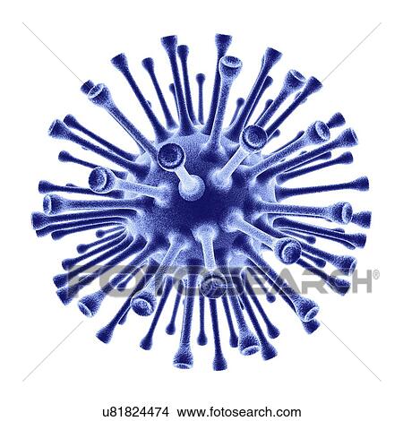 Stock Illustration - H1N1 flu virus particle, artwork. Fotosearch