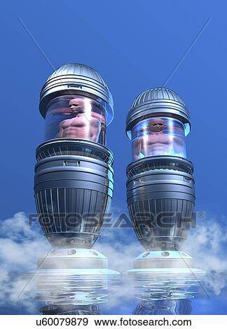 Stock Illustration - Human cloning, conceptual artwork. Fotosearch