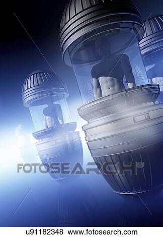 Stock Illustration - Human cloning, conceptual artwork. Fotosearch