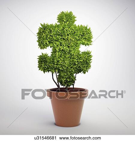 Clip Art - Jigsaw plant, artwork. Fotosearch