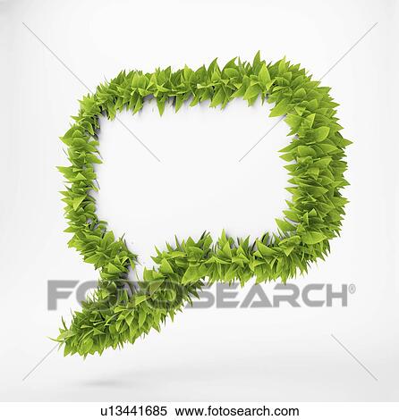 Stock Illustration - Leafy speech bubble, artwork. Fotosearch