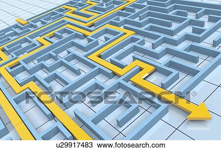 Drawing - Maze, artwork. Fotosearch