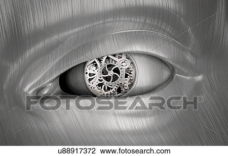 Drawing - Mechanical eye, conceptual artwork. Fotosearch