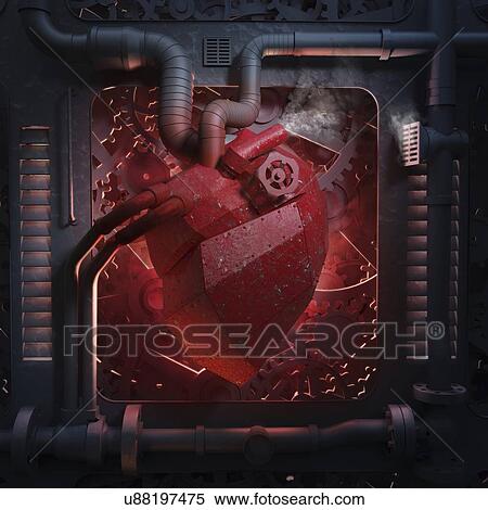 Mechanical heart, conceptual artwork View Large Illustration Stock Illustration - Mechanical heart, conceptual artwork. Fotosearch