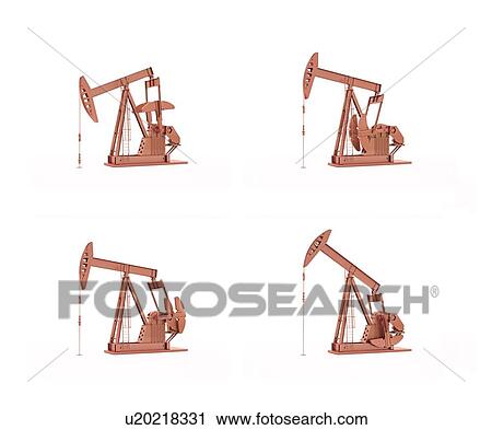 Clip Art - Oil pumps, artwork. Fotosearch