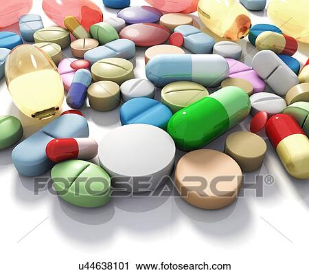 Clip Art - Pills, artwork. Fotosearch
