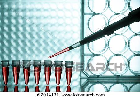 Clip Art - Pipetting into microtubes. Fotosearch