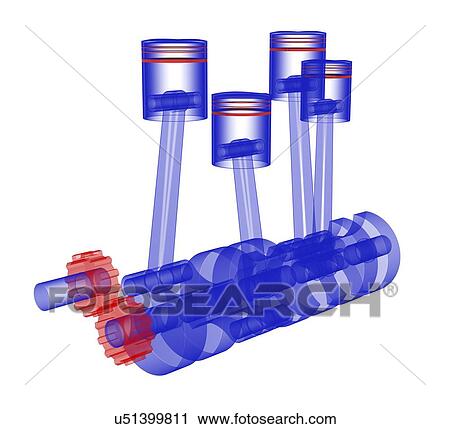 Clip Art - Piston engine, artwork. Fotosearch