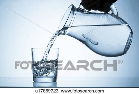 Drawing - Pouring water into a glass. Fotosearch