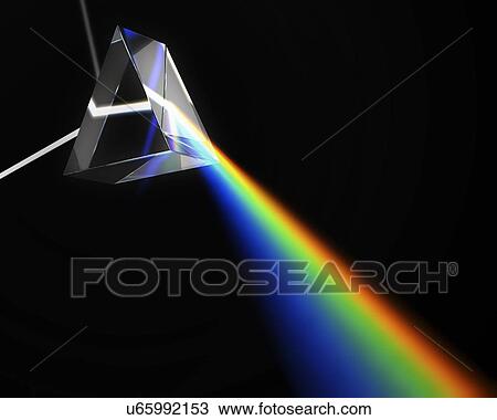 Prism dispersing white light, artwork View Large Illustration Drawing - Prism dispersing white light, artwork. Fotosearch