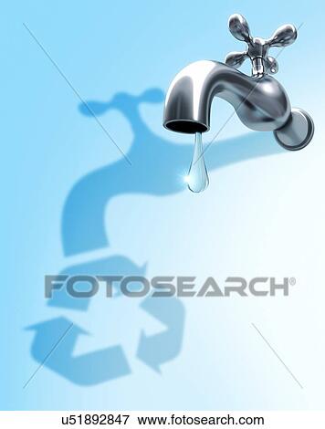 Stock Illustration - Recycling water, conceptual artwork. Fotosearch