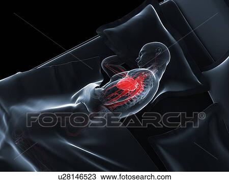 Drawing - Sleeping man, artwork. Fotosearch