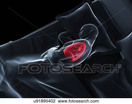Drawing - Sleeping man, artwork. Fotosearch