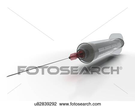 Drawing - Syringe, artwork. Fotosearch