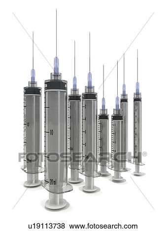 Syringes, artwork View Large Illustration Stock Illustration - Syringes, artwork. Fotosearch