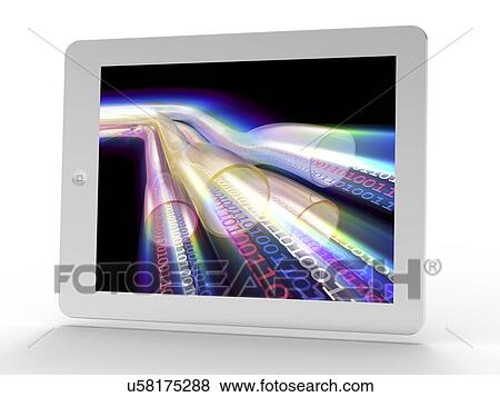 Stock Illustration - Tablet computer, information highway. Fotosearch