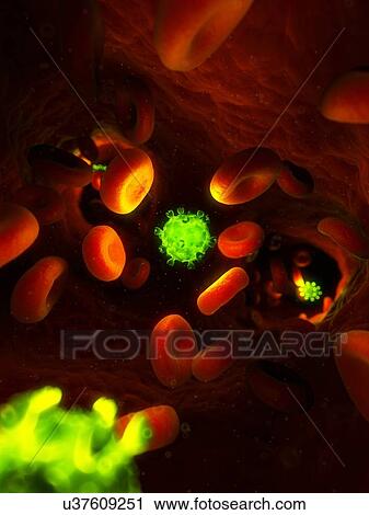 Clip Art - Viral infection, conceptual artwork. Fotosearch