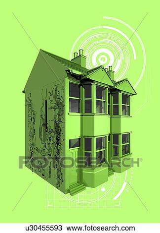 WiFi enabled home, conceptual artwork View Large Illustration Drawing - WiFi enabled home, conceptual artwork. Fotosearch
