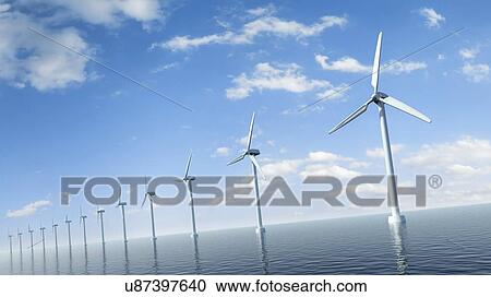 Clipart - Wind turbines, artwork. Fotosearch
