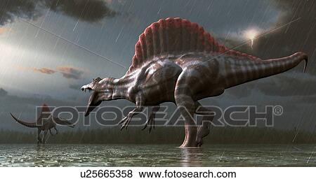 Stock Illustration - Artwork of a spinosaurus dinosaur. Fotosearch