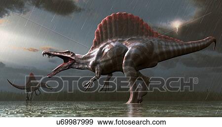 Artwork of a spinosaurus dinosaur View Large Illustration Stock Illustration - Artwork of a spinosaurus dinosaur. Fotosearch