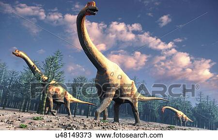 Drawing - Artwork of brachiosaurus. Fotosearch