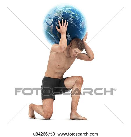 Atlas lifting globe, artwork View Large Illustration Clipart - Atlas lifting globe, artwork. Fotosearch