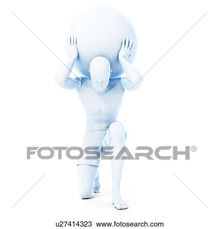 Atlas lifting globe, artwork View Large Illustration Drawing - Atlas lifting globe, artwork. Fotosearch