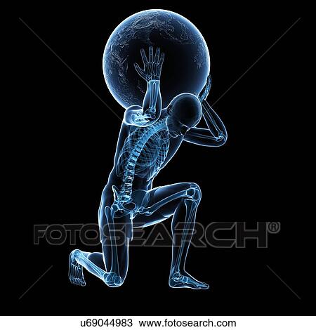 Atlas lifting globe, artwork View Large Illustration Drawing - Atlas lifting globe, artwork. Fotosearch