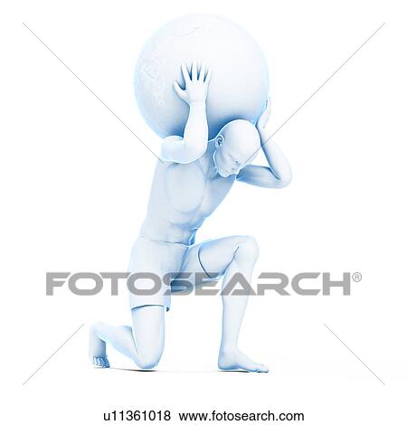 Stock Illustration - Atlas lifting globe, artwork. Fotosearch