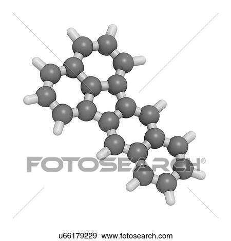 Benzofluoranthene, molecular model View Large Illustration Stock Illustration - Benzofluoranthene, molecular model. Fotosearch