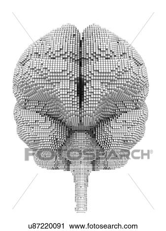Clip Art - Brain pixelated, artwork. Fotosearch