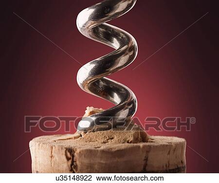 Corkscrew and cork View Large Illustration Drawing - Corkscrew and cork. Fotosearch