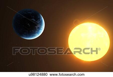 Earth and Sun, artwork View Large Illustration Clipart - Earth and Sun, artwork. Fotosearch